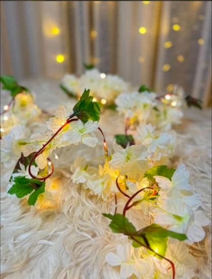 Happyland Yapay Çiçek Akasya Sarkıt Beyaz Renk 3m Günışığı Ledli IşıklıAkasyaSarkıt 180cm HPY-26200