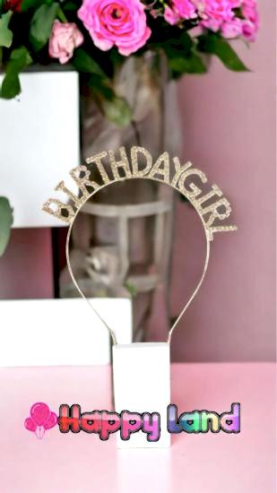 Happyland Gümüş Renk Lüks Kristal Taşlı Birthday Girl Parti Taç 17*16 cm Doğum Günü Partisi Tacı