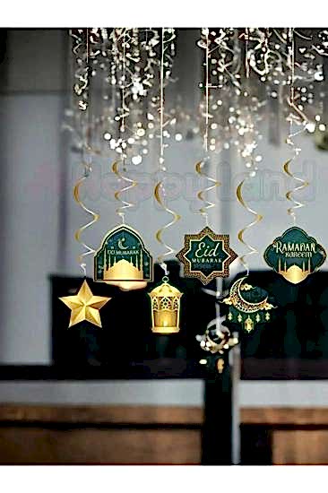 HappylandRamazan 6’lı Tavan Süs Ramazan Mubarak Ramadan Kareem Temalı Sarkıt Ramazan Bayram