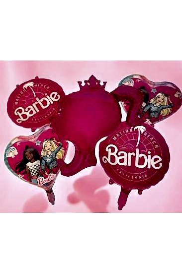 Happyland Barbie Bebek Folyo Balon Set Barbie Pembe 5’li Balon Set Barbie Konsept Doğum Günü