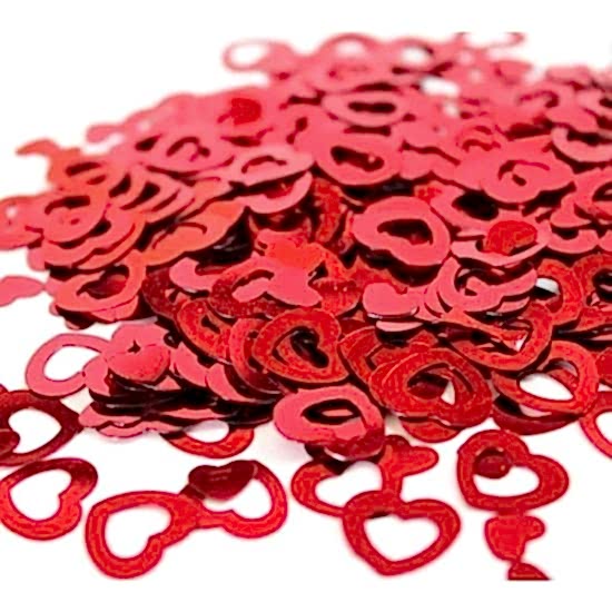 Happyland 14 Şubat 1 Paket Kırmızı Kalp Şekilli Masa Süsü Konfeti Pulu