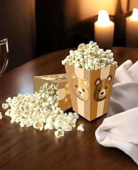 Happyland Ayıcıklı Retro ( Kahve )Mısır Kutusu Doğum Günü Baby shower Mısır Kutusu