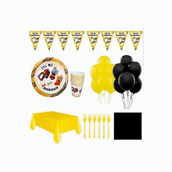 Happyland Inşaat Temalı Ekonomik 16 Kişilik Doğum Günü Süsleri