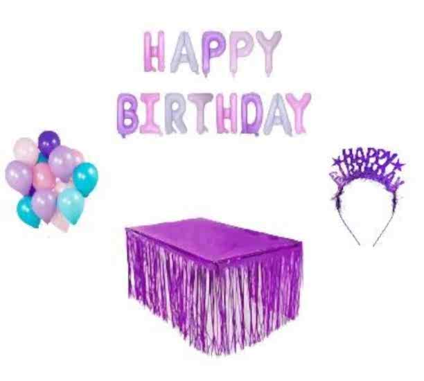 Happyland Mor Doğum Günü Parti Seti 4’lü Takım Mor Konsept Partisi Happy Birthday Set