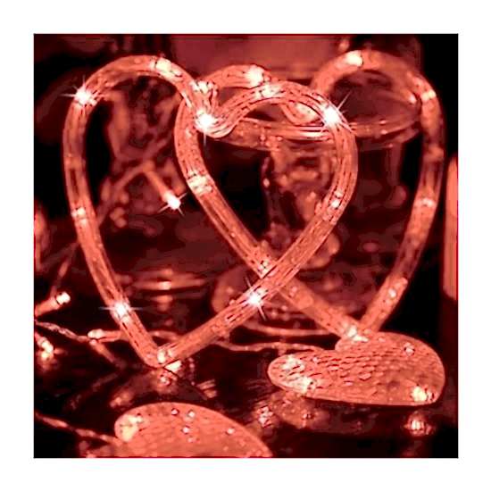 Happyland Kırmızı Kalpli LED Perde Işık (Fişli) Perde LED (Kalpli Model)