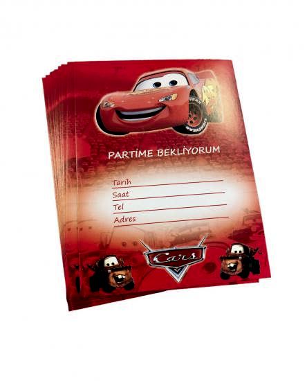 Happyland Cars Temalı Arabalar Figürlü Doğum Günü Parti Davetiyesi Doğum Günü Davetiyesi Şimşek Mcqueen Baskılı Davetiye