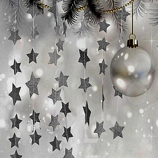 Happyland Yılbaşı Süsleri Gümüş Ipli Yıldız Sarkıt Süs 2 Metre