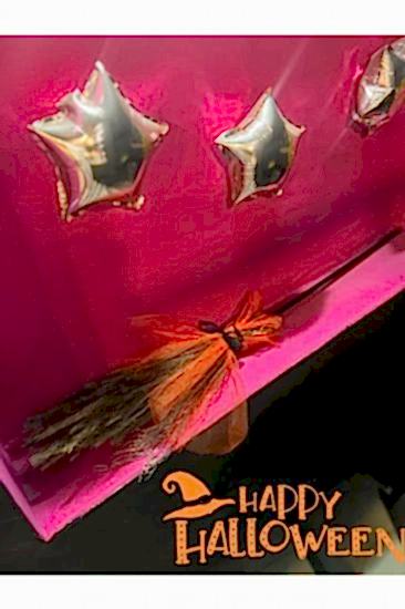 Happyland Halloween Turuncu Çizgili Pelerin & Cadı Süpürgesi Set Cadılar Bayramı Pelerin Süpürge Set