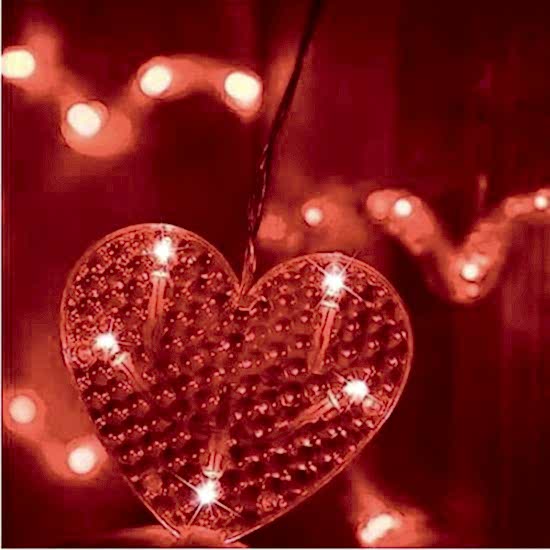 Happyland Kırmızı Kalpli LED Perde Işık (Fişli) Perde LED (Kalpli Model)