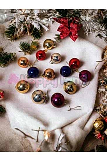 Happyland Yılbaşı Çam Ağacı Süsü 4 cm 12 adet Renkli Toplar 12 Adet Yılbaşı Topu