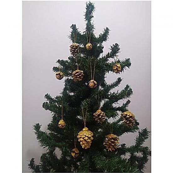 Happyland Yılbaşı Ağacı Süsü Gold Kozalak 6’lı Çam Ağacı Süsü 4-5 cm Noel Süsü