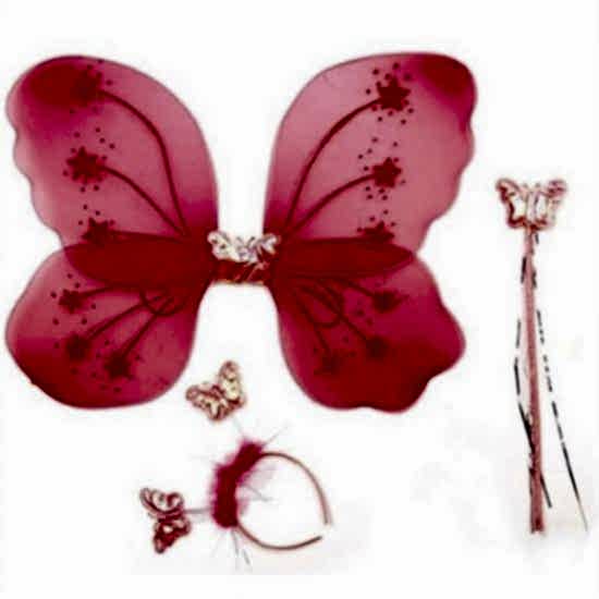 Happyland Kırmızı Kelebek Kanadı Asa Ve Taç Set 50 Cm