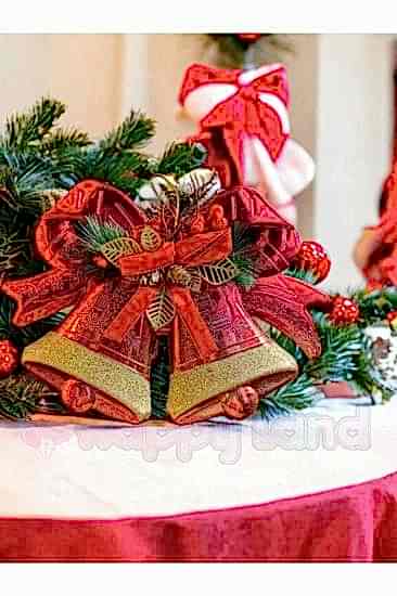 Happyland Yılbaşı Çanlı Kapı Süsü Kırmızı Renk Ağaç Süsü Yılbaşı Dekor Süs 