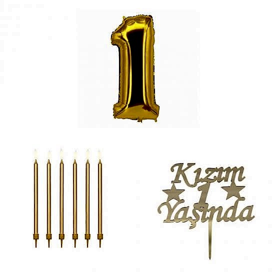 Happyland Kız Çocuk 1 Yaş Doğum Günü 3’lü Set Gold 1. Yaş Günü