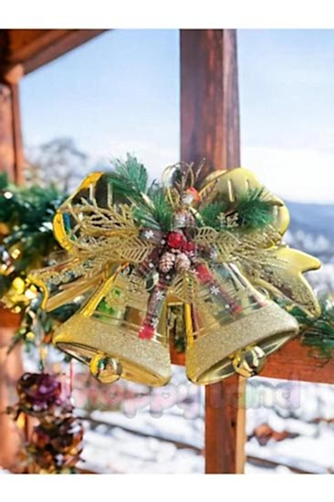 Happyland Yılbaşı Çanlı Kapı Süsü Gold Renk Ağaç Süsü Yılbaşı Dekor Süs