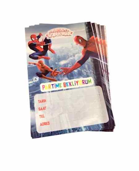 Happyland Spiderman Temalı Örümcek Adam Figürlü Doğum Günü Parti Davetiyesi Doğum Günü Davetiyesi Spiderman Baskılı Davetiye-1