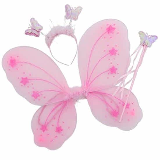 Happyland Pembe Kelebek Kanadı Asa Ve Taç Set 50 Cm