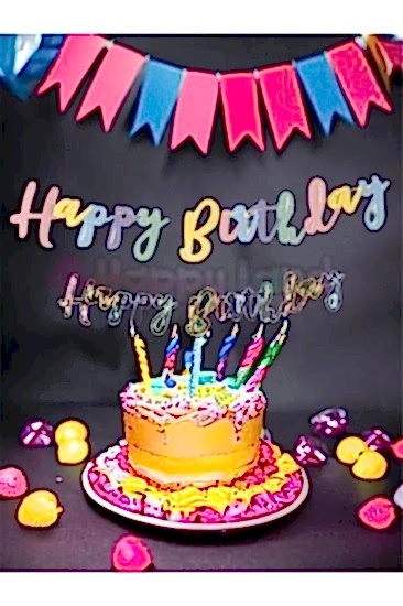 Happyland Renkli Happy Bırthday Kaligrafi Banner Yazı Unicorn Renkli Banner Yazı