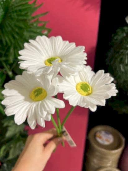 Happyland Yapay Çiçek Garbera Islak Papatya BEYAZ Renk 3 Adet HPY-26216