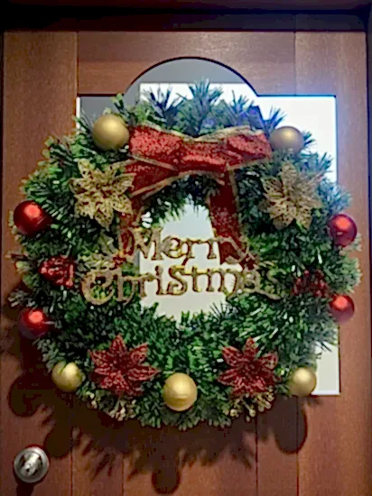 Happyland Yılbaşı Kapı Süsü Çelenk Kapı Çelengi Merry Christmas 35 cm Yılbaşı Çelenk Ev Dekor HPY-6
