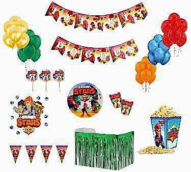 Happyland Brawl Stars Doğum Günü Balonlu Parti Paketi 9 Çeşit Ekonomik Paket Brawl Stars Temalı Doğum Günü Seti 16 Kişilik