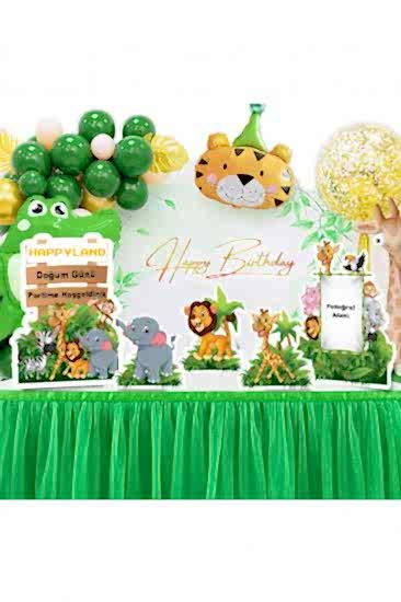 Happyland Safari Doğum Günü Partisi Safari Ayaklı Pano Seti Kağıt Safari Temalı Çerçeveli 5 Parça