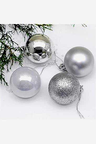 Happyland Yılbaşı Ağacı Süsleme 4 cm Gümüş Top 12’li Gümüş Renkli Cici Top 