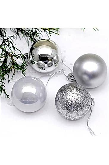 Happyland Yılbaşı Ağacı Süsleme 4 Cm Gümüş Top 24’lü Gümüş Renkli Cici Top