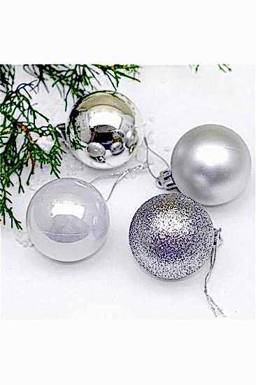 Happyland Yılbaşı Ağacı Süsleme 4 cm Gümüş Top 18’li Gümüş Renkli Cici Top