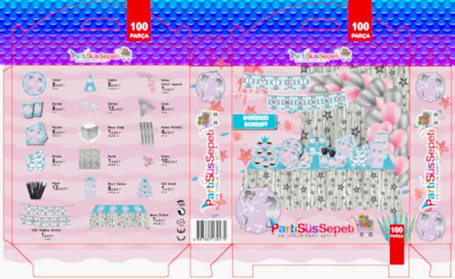 PARTİUSTASI HAPPYLAND 100 PARÇA PARTİ SETİ DENİZKIZI