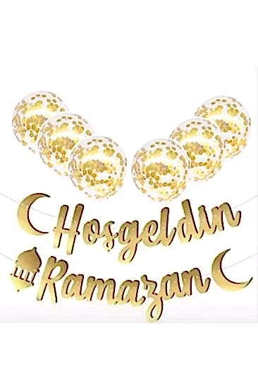 Happyland Hoşgeldin Ramazan Gold Balon Seti Ramazan Balon Seti Ve Kaligrafi Yazı
