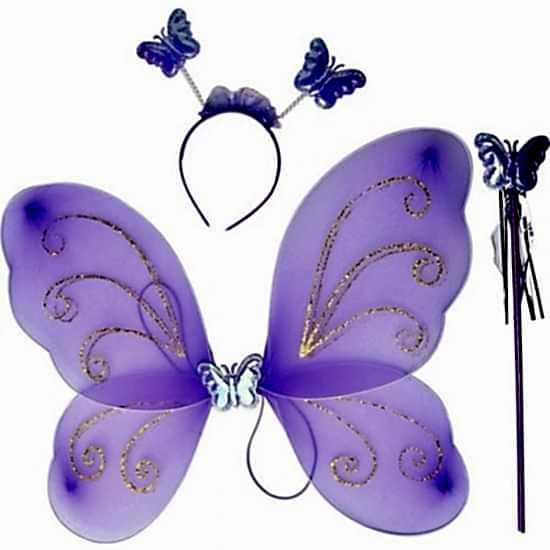 Happyland Kelebek Kanadı Tacı Asası Mor Renk