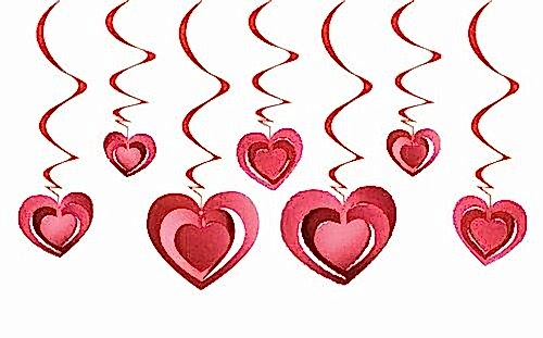 12’lu 3D Tavan Süs Kalp Kırmızı