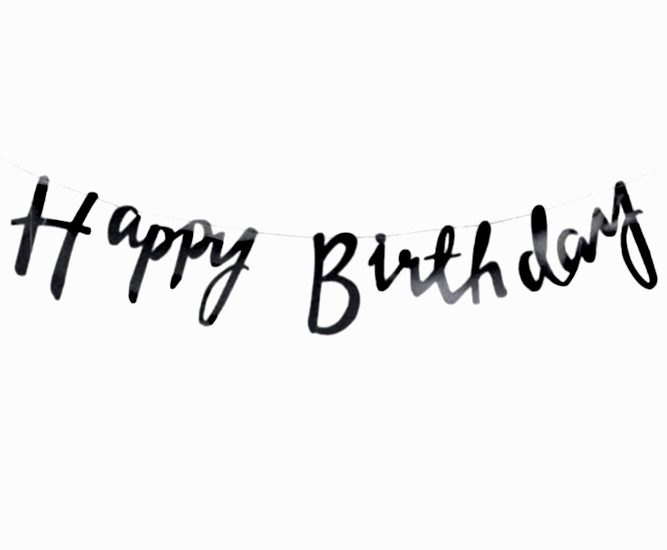 Happy Brithday İtalik Metalik Gümüş Banner