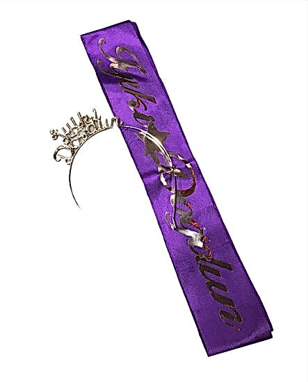 İyiki Doğdun Mor Gümüş Taç Kuşak Set