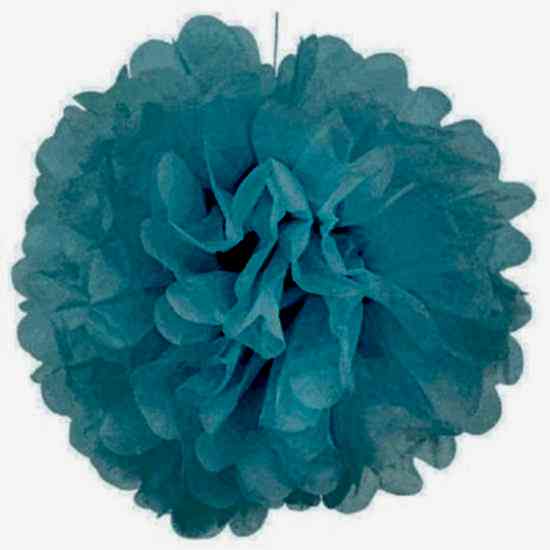 Happyland 1 Adet Mavi Renk Pelur Kağıt Ponpon Çiçek 25 cm Asma Süs