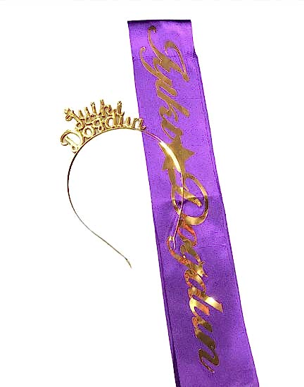 İyiki Doğdun Mor Gold Taç Kuşak Set