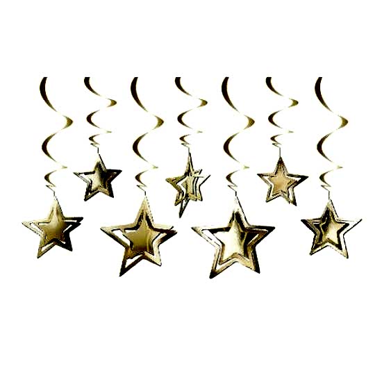 10’lu 3D Tavan Süs Yıldız Gold