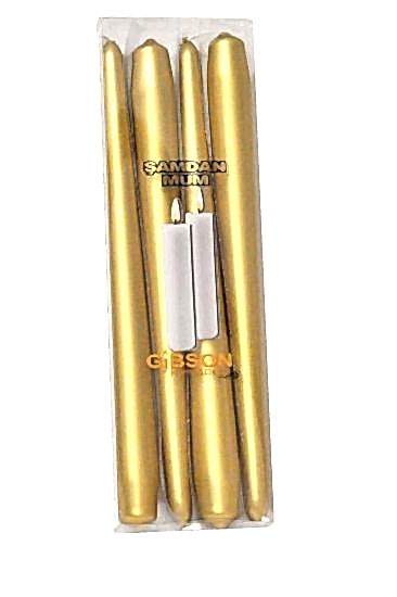 Horizon Mum Varaklı 4’lü Gold&nbsp; Şamdan Mum&nbsp;
