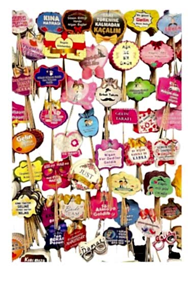 Happyland 25 Adet Kına Düğün Nişan Bekarlığa Veda Bride To Be Pankart Konuşma Kartı Çubuklu Konuşma Balonları Fotoğraf Çekimi Kartları