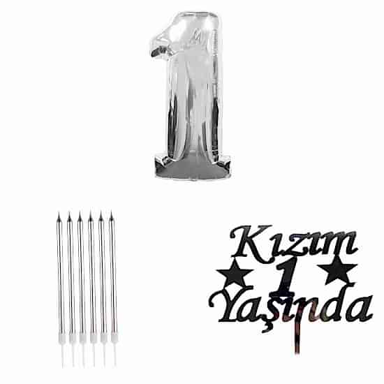  Happyland Kız Çocuk 1 Yaş Doğum Günü 3’lü Set Gümüş 1. Yaş Günü