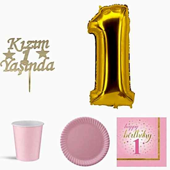 Happyland Kız Çocuk 1 Yaş Doğum Günü 5’li Set Gold 1. Yaş Günü