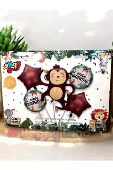 Happyland Safari Konsept Safari 5 ’li Maymun Balon Set Sevimli Maymun Balon Seti Doğum Günü