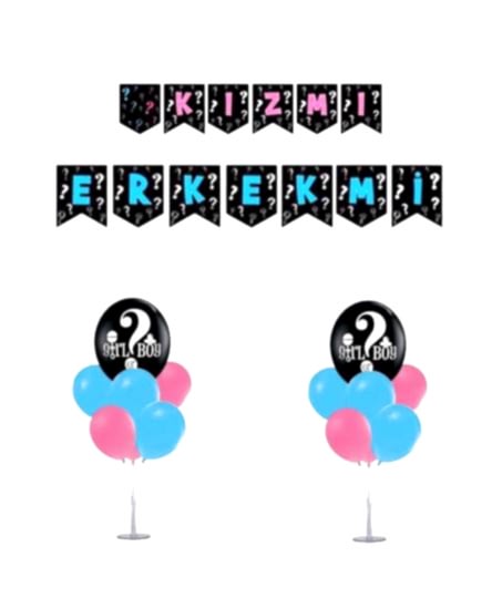 Happyland Kız mı Erkek mi Partisi Cinsiyet Öğrenme Seti Cinsiyet Parti Set 3 Parça Cinsiyet Öğrenme Kutlama Malzemeleri