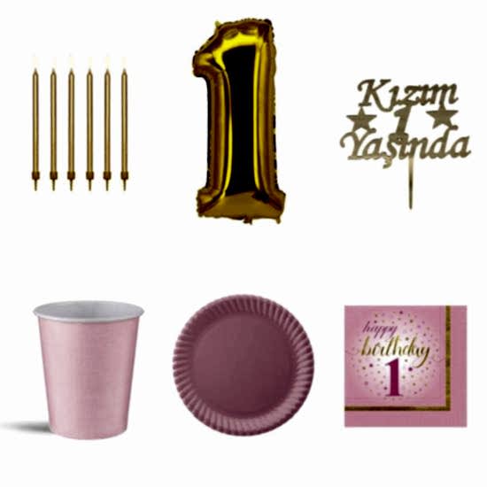 Happyland Kız Çocuk 1 Yaş Doğum Günü 6’lı Set Gold 1. Yaş Günü