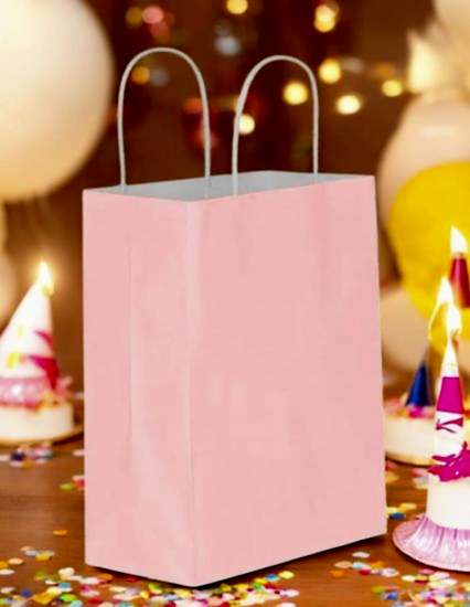 Happyland Pembe Karton Çanta Büyük Boy Büküm Saplı 25 Adet 31*12*41 cm