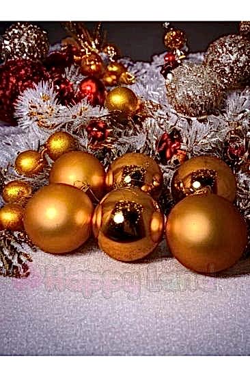 Happyland Yılbaşı Çam Ağacı Süsü Şampanya Rengi ParlakMat 6 Adet 8 cm AsetatKutuluModel Yılbaşı Top