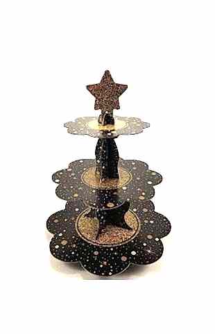 Happyland Işıltılı Siyah 3 Katlı Kek Standı 1 Adet Kek Stant