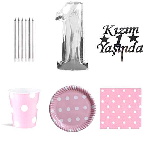 Happyland Kız Çocuk 1 Yaş Doğum Günü 6’lı Set Gümüş 1. Yaş Günü