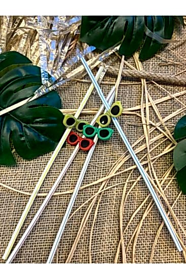 Happyland Pipet Gözlüklü Model Plastik 12 Adet Kokteyl Pipet